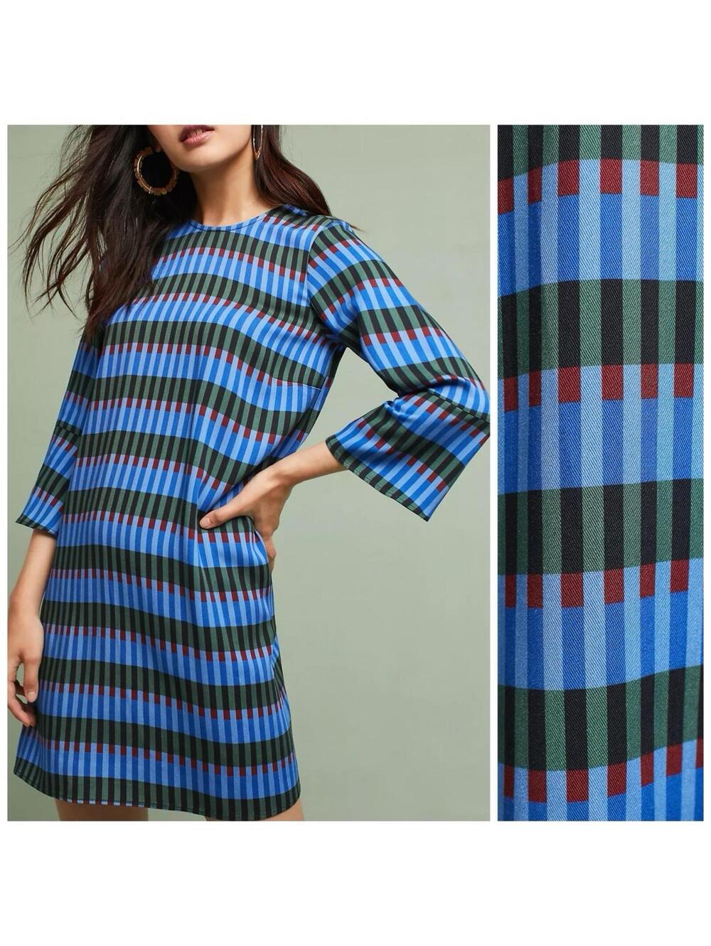 Anthropologie Dusen Dusen Flared-Sleeve Geometric Print Tunic Dress - XS